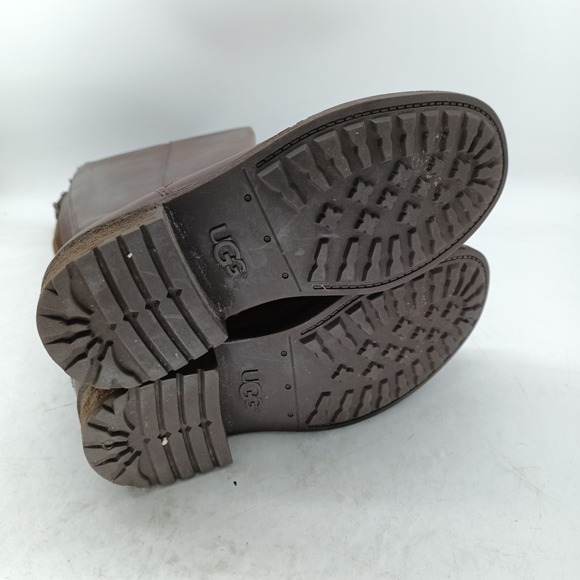 UGG Simmens Brown Leather Tall Riding Boots Womens 6.5 Back Zip 1006038 s15 - Picture 12 of 13